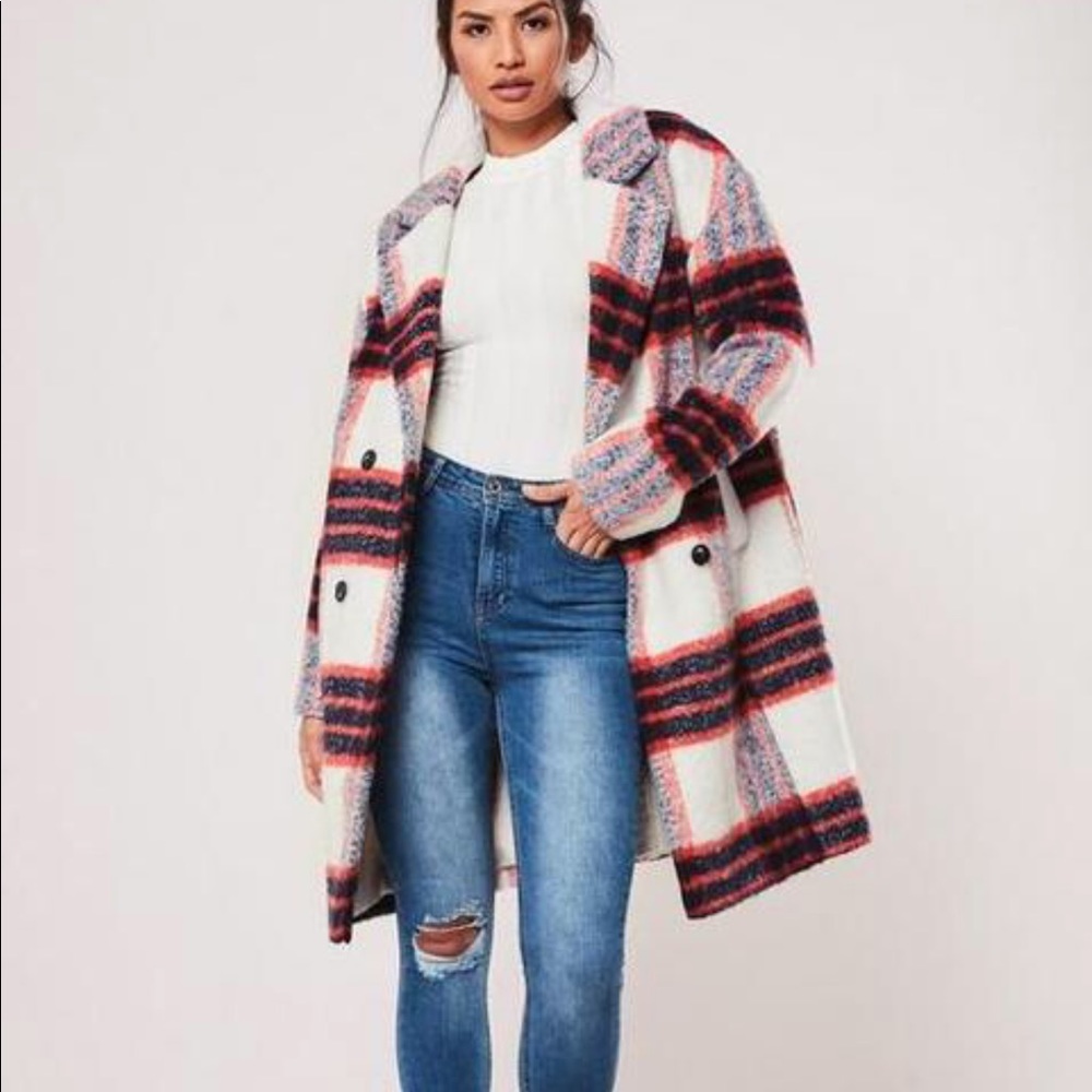 White check brushed formal coat